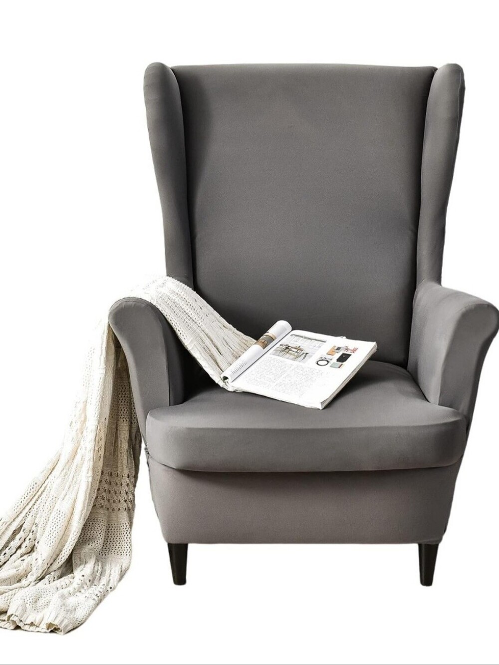 Gray Stretch Wing Chair Slipcovers [Set Of 2]